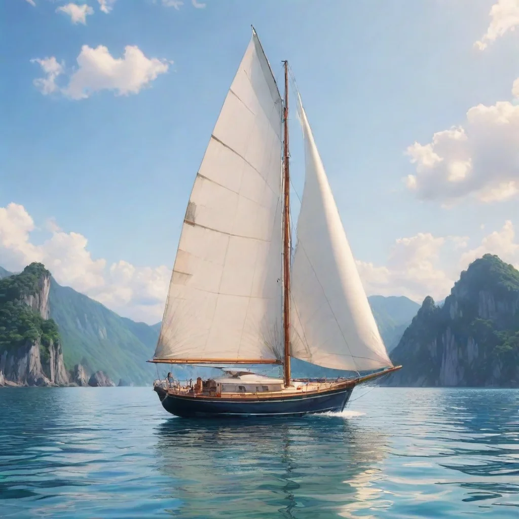 ai amazing sailing boat relaxing calm best anime quality realistic cartoon peace