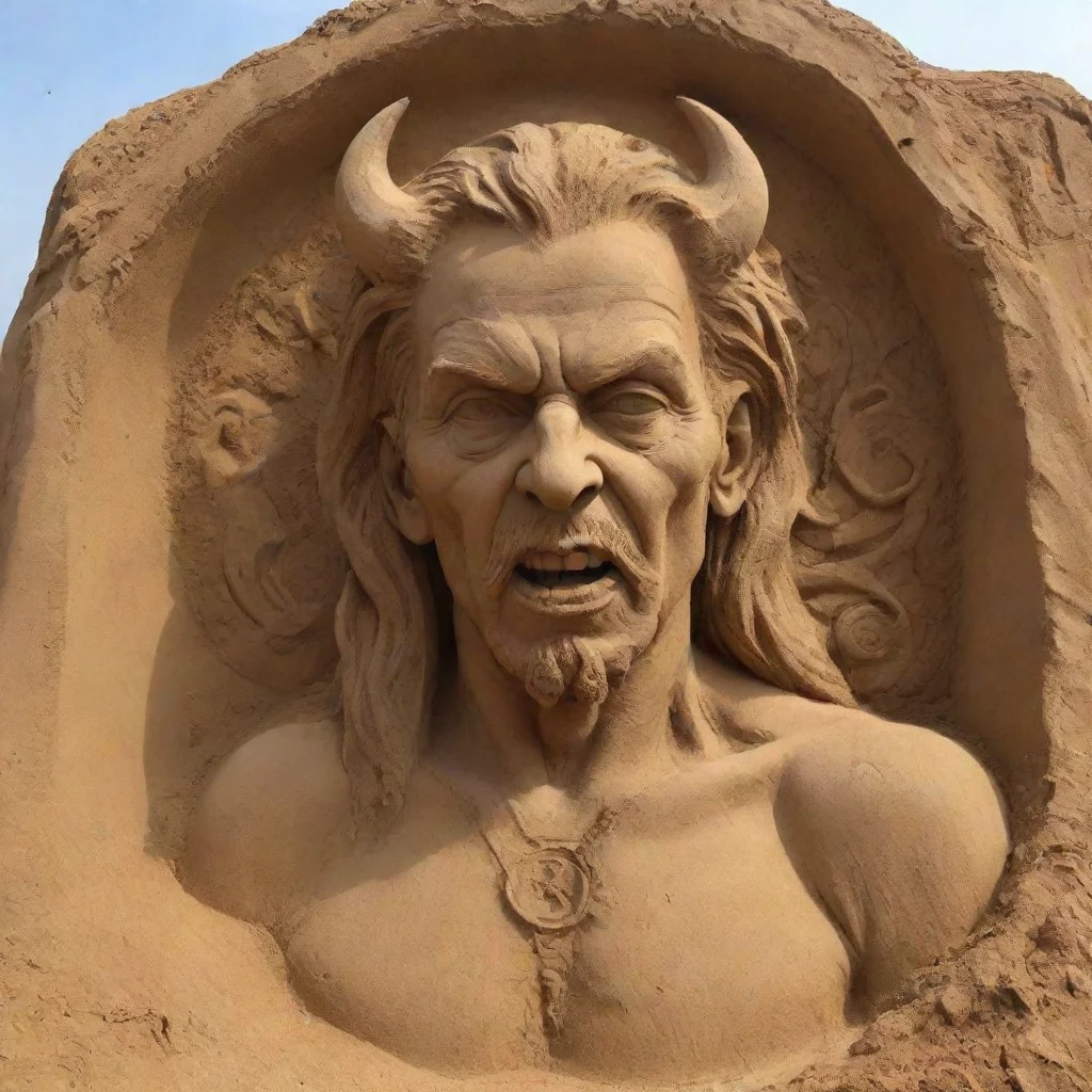 ai amazing satan sand sculpture awesome portrait 2