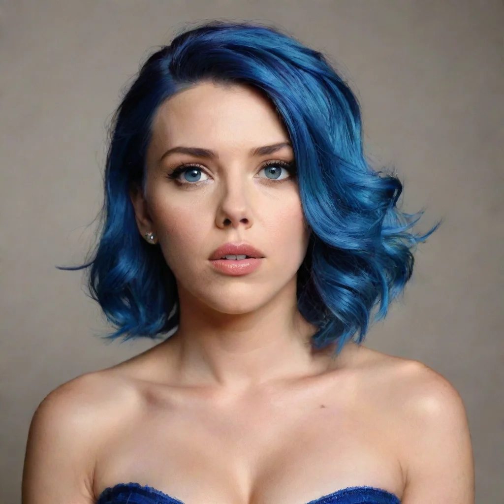 ai amazing scarlett johansson with blue hair awesome portrait 2