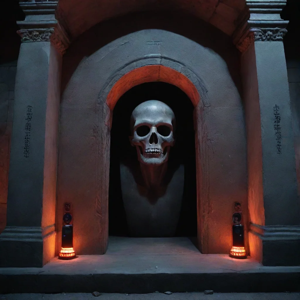 ai amazing scary tomb with speakers and stage with lazers and lights high resolution awesome portrait 2