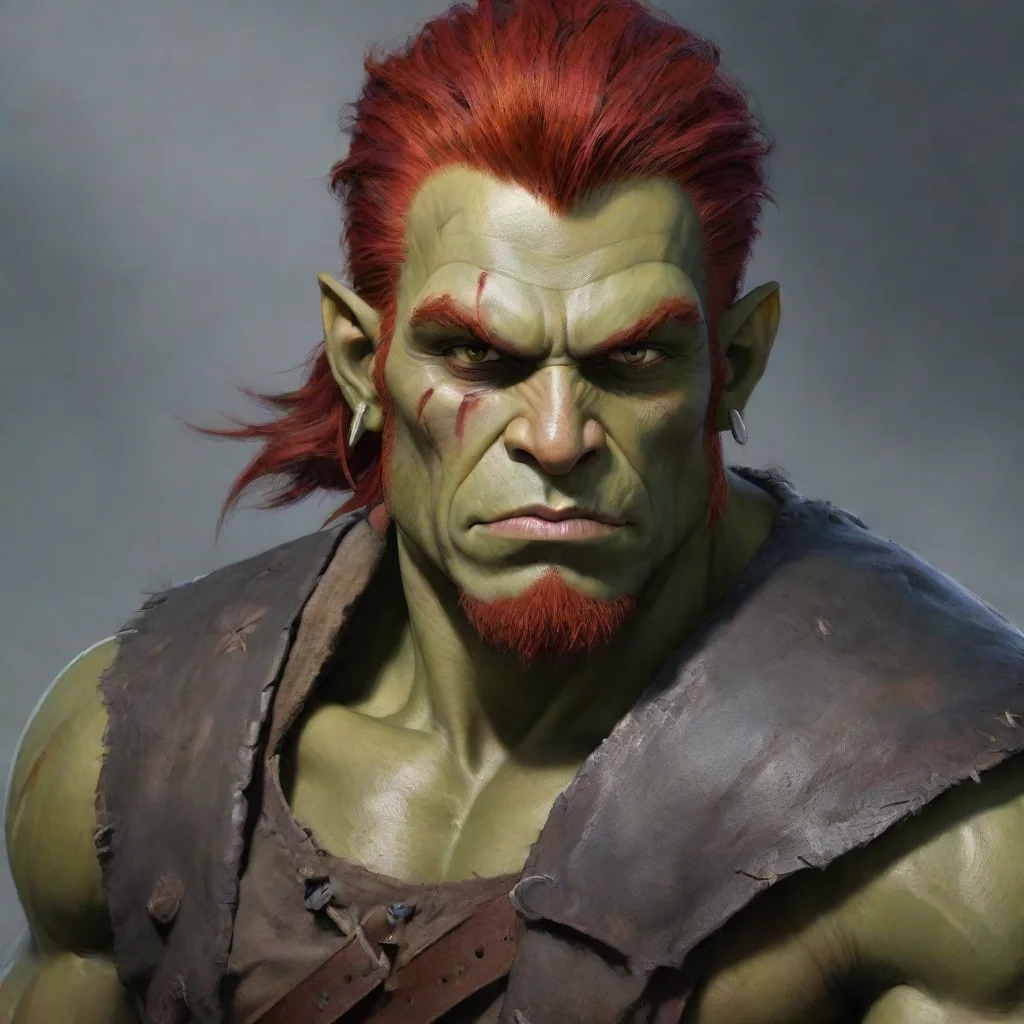 ai amazing seductive half orc male with red hair awesome portrait 2