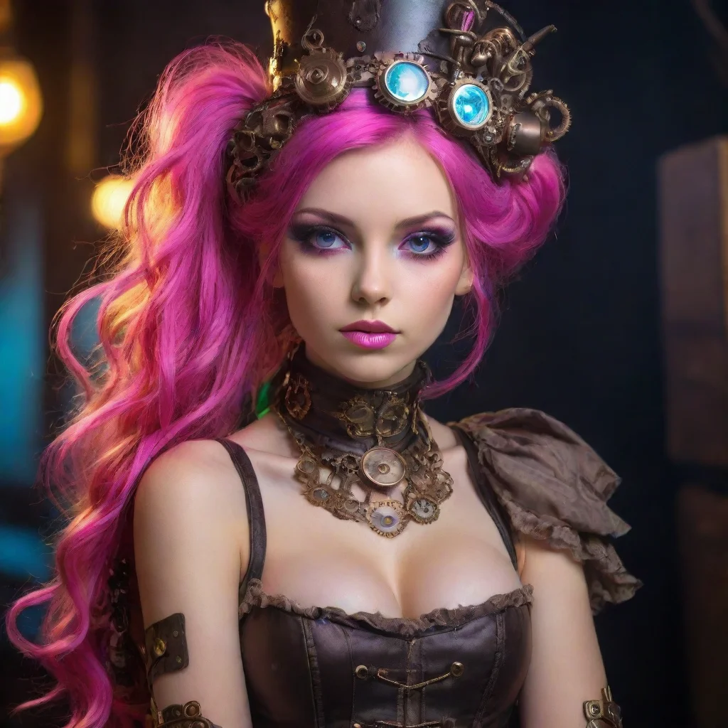 amazing seductive steampunk neon punk princess sweet awesome portrait 2