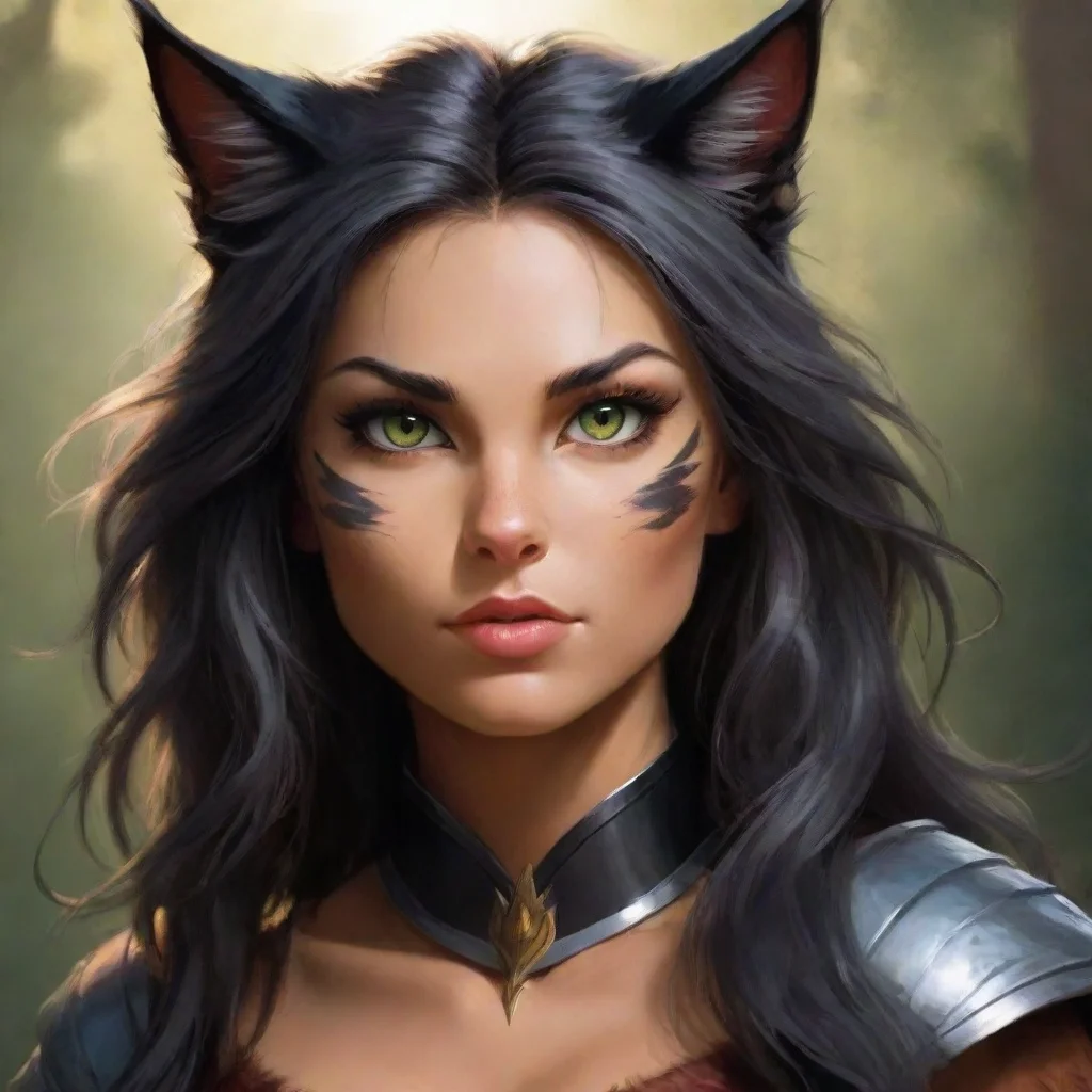 ai amazing seductive woman warrior cat awesome portrait 2