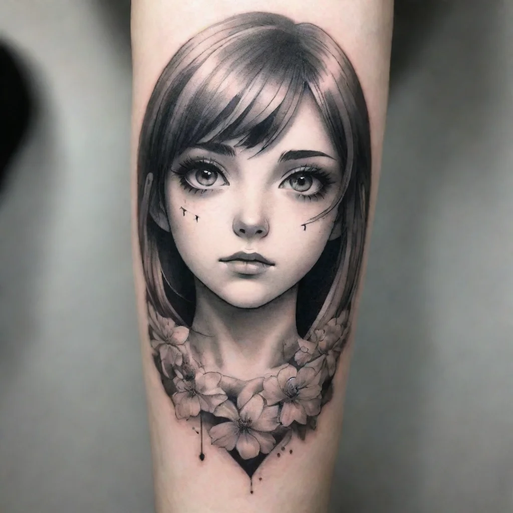 amazing she anime fine line black and white tattooawesome portrait 2