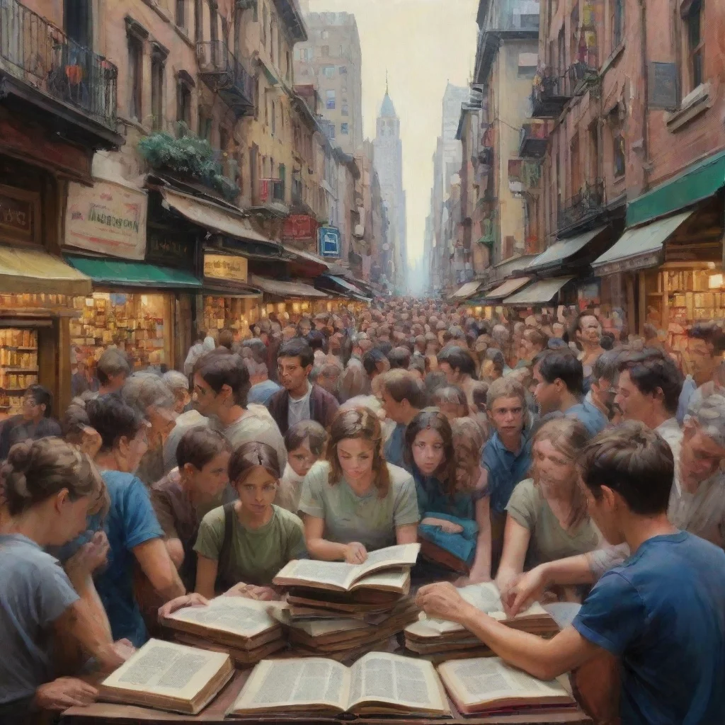  amazing show a bustling city scene with people glued to their books awesome portrait 2
