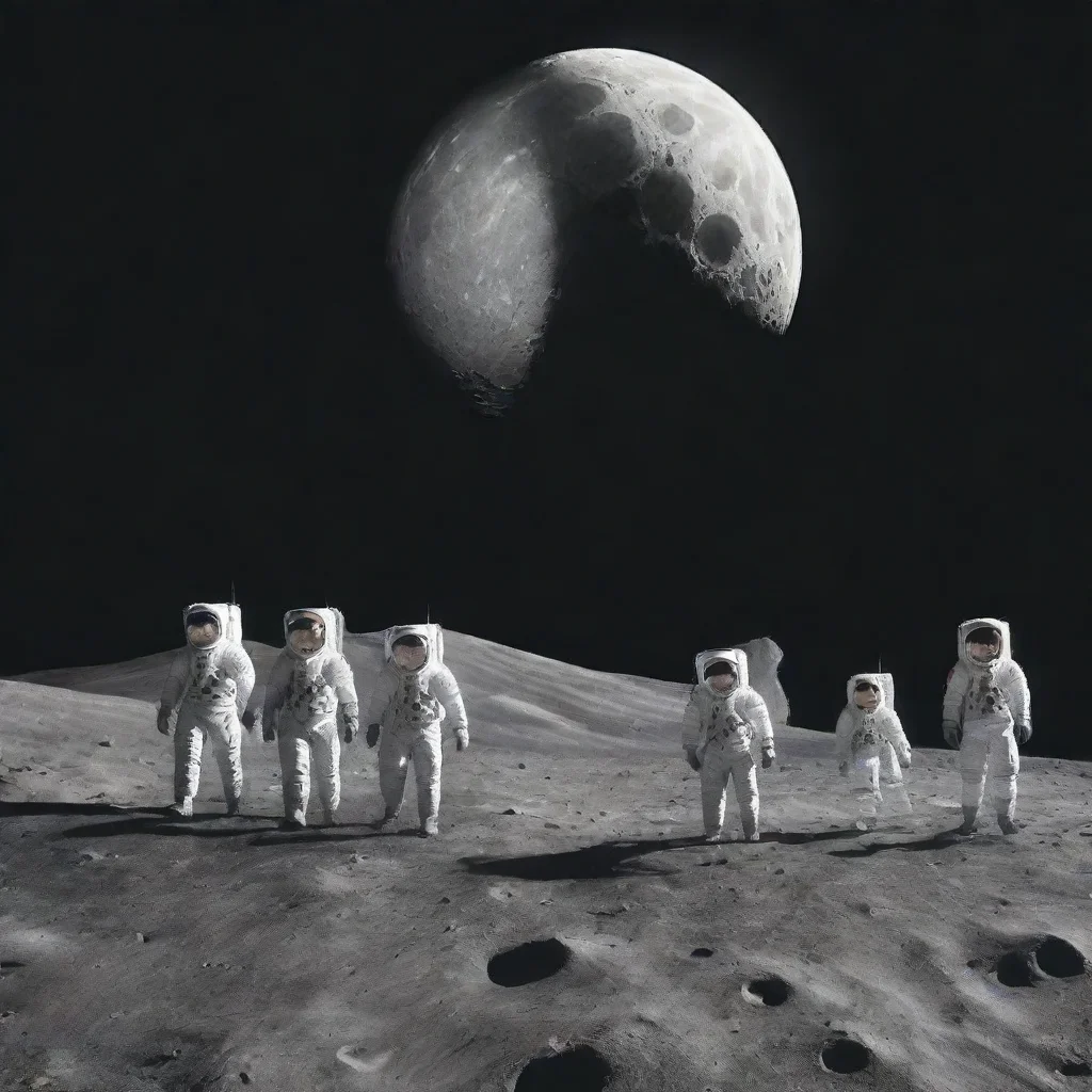  amazing simple illustration of 5 astronauts walking in line across the moonseen from the sidestyle is outline artsimilar