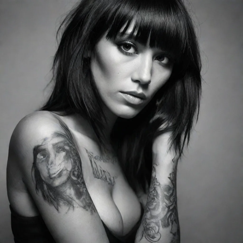 ai amazing singer loreen fine line black and white tattooawesome portrait 2
