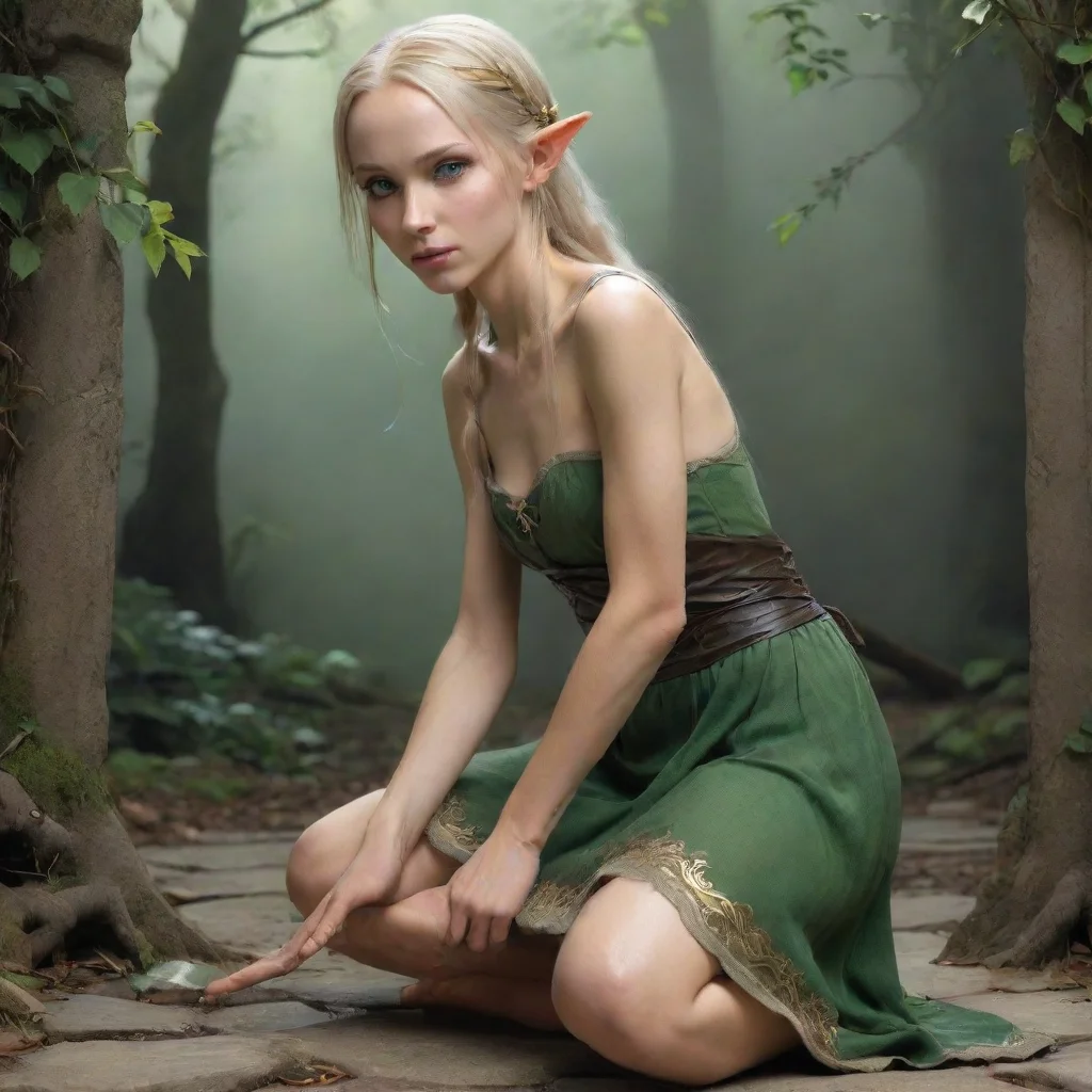  amazing skinny elven maid kneels down awesome portrait 2