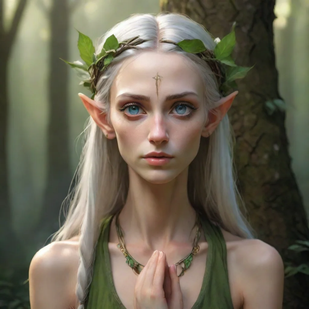 ai amazing skinny high elf female druid praying awesome portrait 2