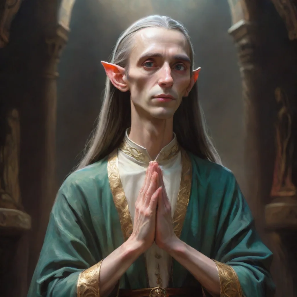 ai amazing skinny high elf priest praying awesome portrait 2