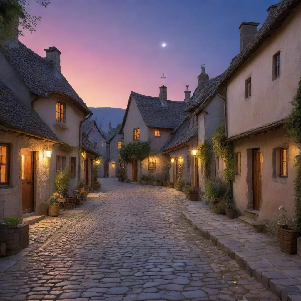  amazingrustic village at twilight houses gently bathed in delicate celestial radiance set along cobbled awesome portrait