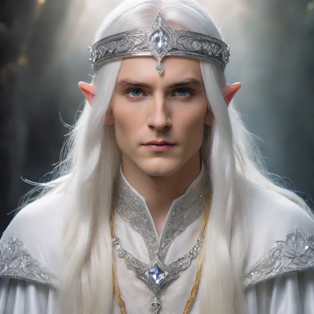  amazingwearing silver elvish circlet encrusted with diamonds and large center diamond very attractive young male sorcere