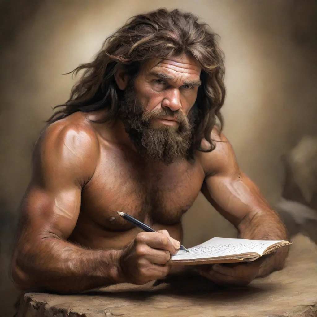 ai caveman taking notes amazing awesome portrait 2