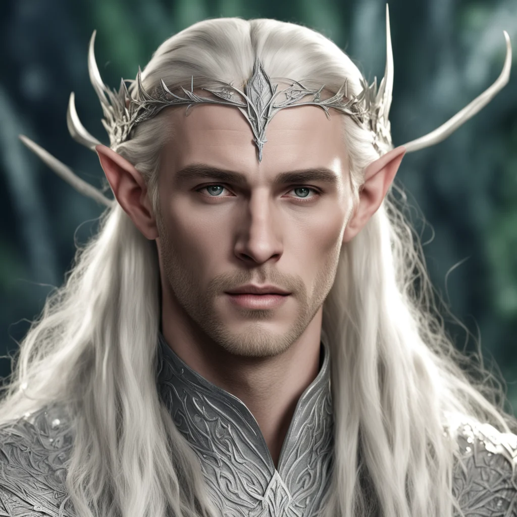ai king thranduil with blond hair with braids wearing silver leaf elvish circlet with diamonds good looking trending fantastic 1
