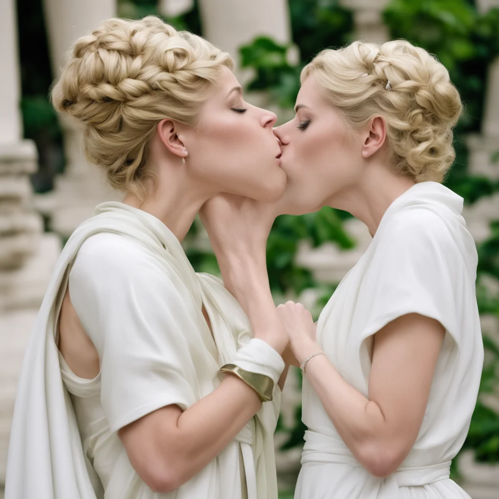 ai lesbian kiss gree temple gree white toga confident engaging wow artstation art 3