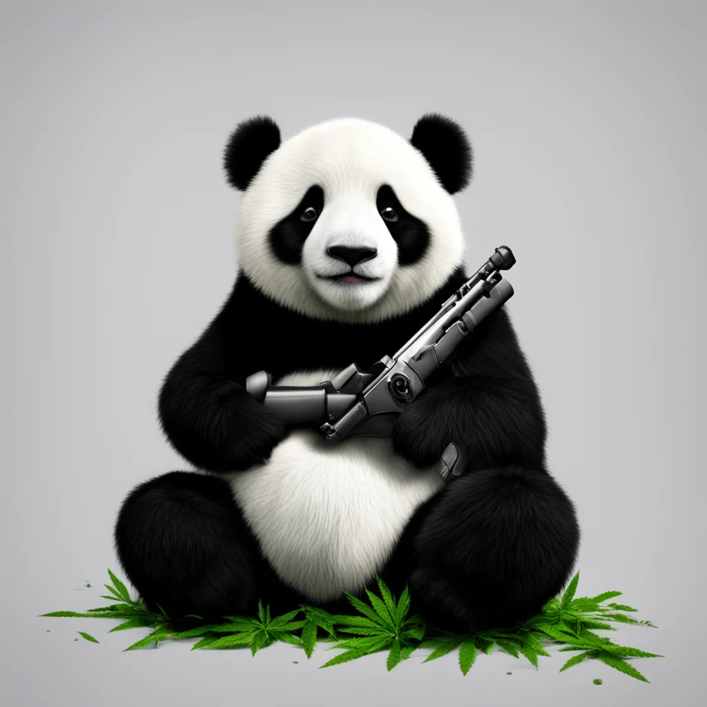  panda named jj and smoking weed with gun amazing awesome portrait 2