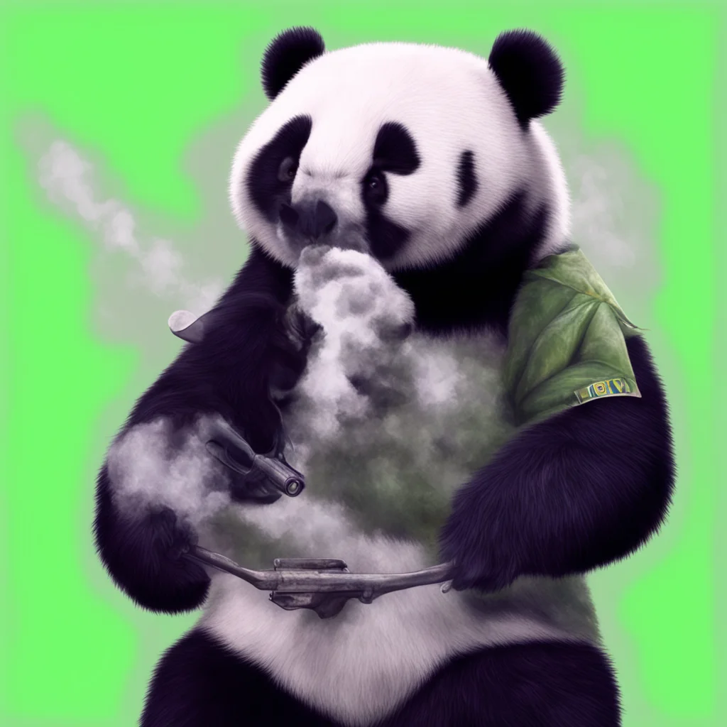 panda named jj and smoking weed with gun confident engaging wow artstation art 3