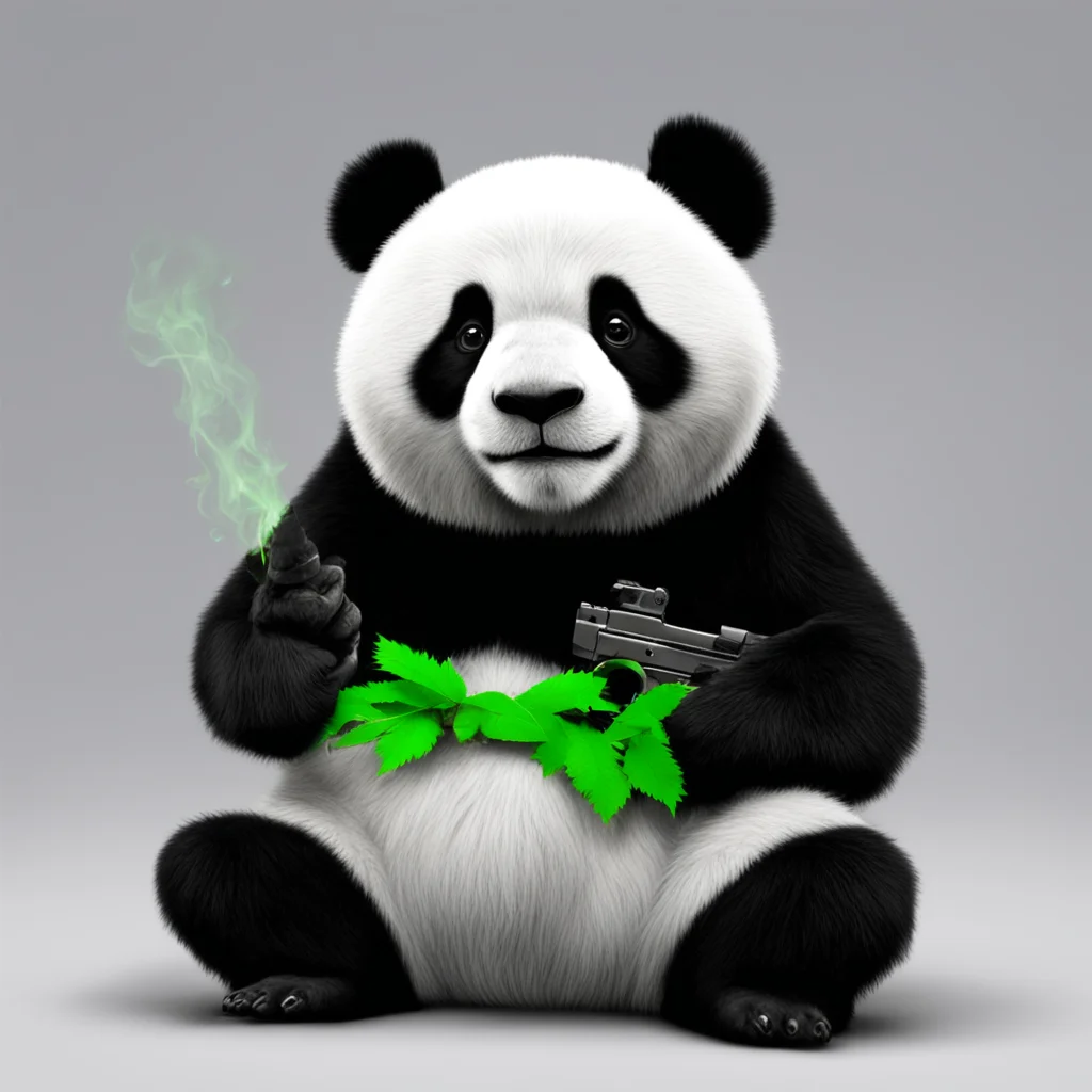  panda named jj and smoking weed with gun