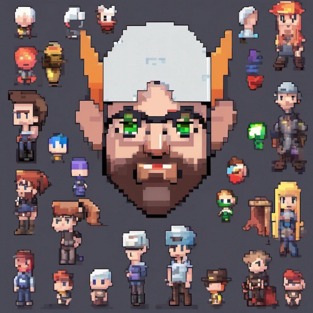  pixel style pixelated character game art portrait  confident engaging wow artstation art 3