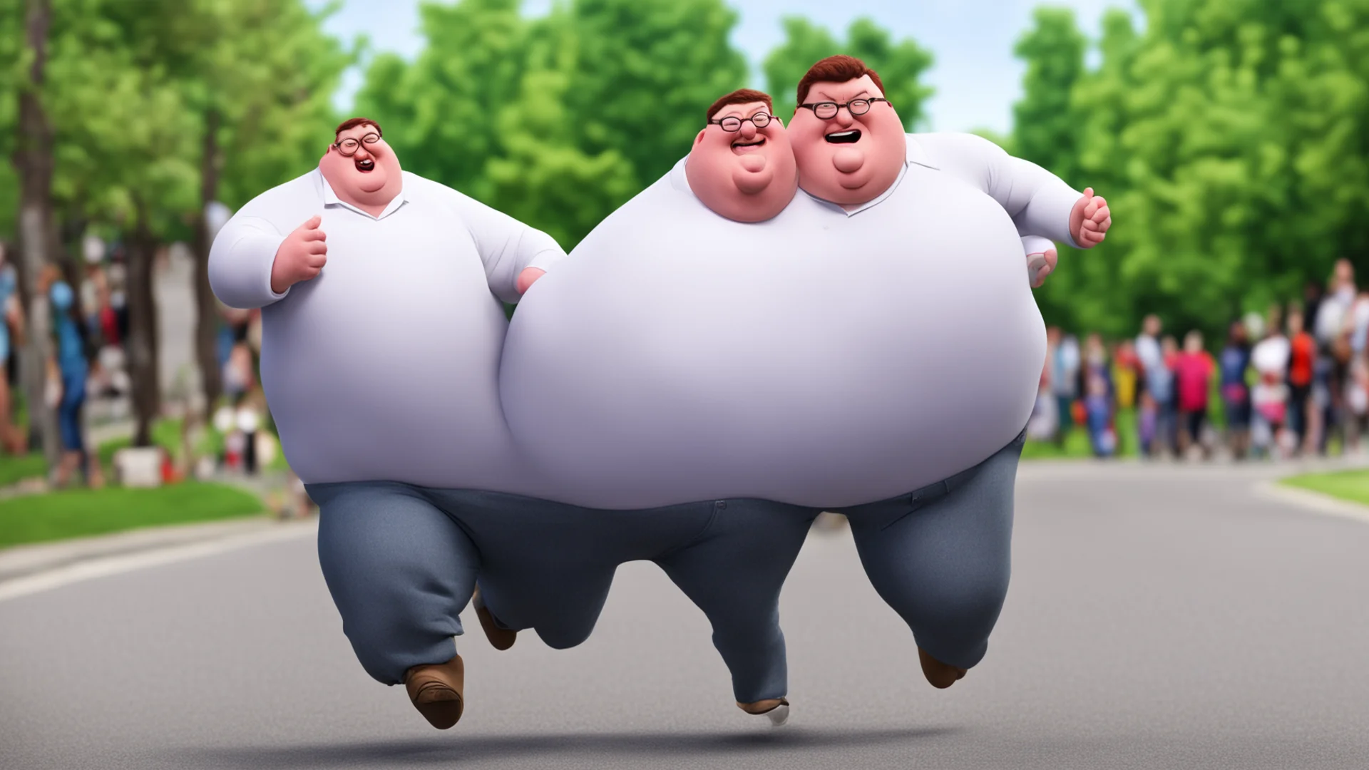 ai realistic%2C lifelike%2C and uncanny peter griffin chasing someone amazing awesome portrait 2 wide