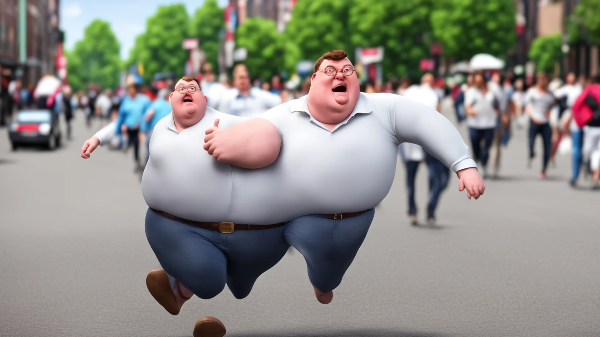 ai realistic%2C lifelike%2C and uncanny peter griffin chasing someone wide