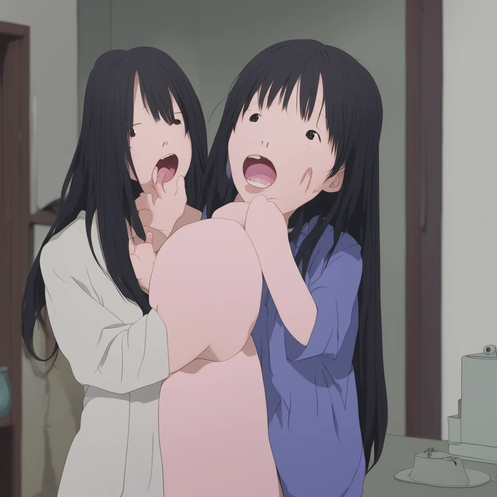 ai sadako yamamura stands%2C while gulping down a whole person and her belly is getting bigger amazing awesome portrait 2