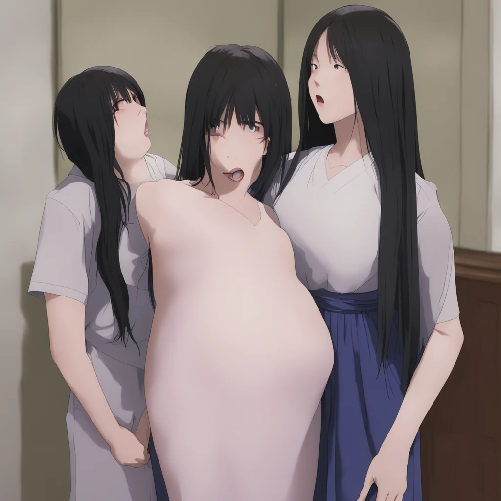 ai sadako yamamura stands%2C while gulping down a whole person and her belly is getting bigger good looking trending fantastic 1