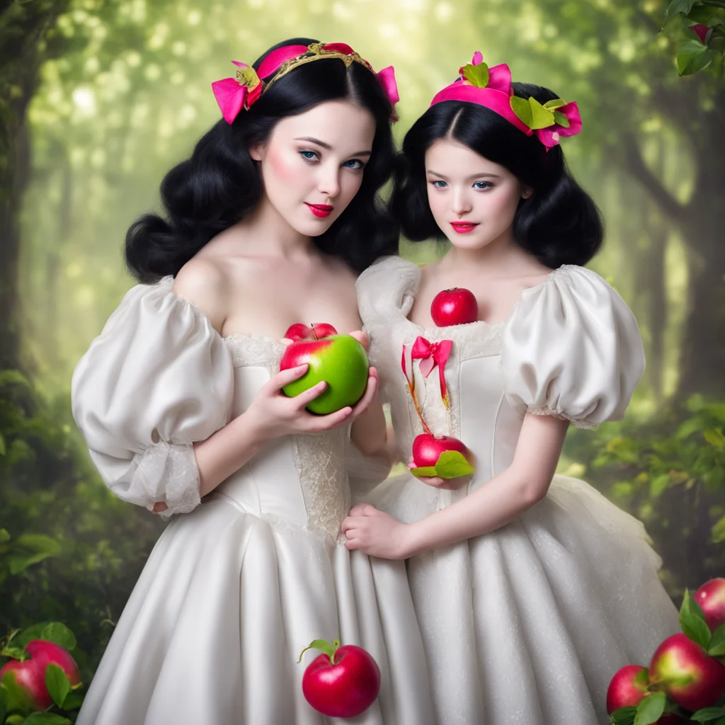 ai snow white princess holds apple princess