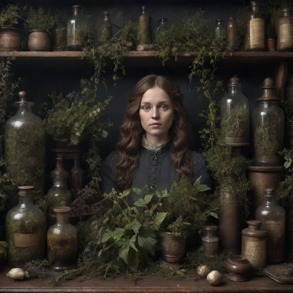 vintage apothecary overgrown extremely detailed intricate dark moody amazing awesome portrait 2
