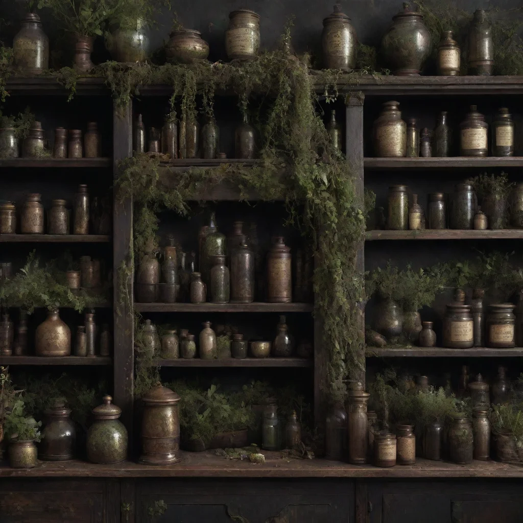  vintage apothecary overgrown extremely detailed intricate dark moody good looking trending fantastic 1