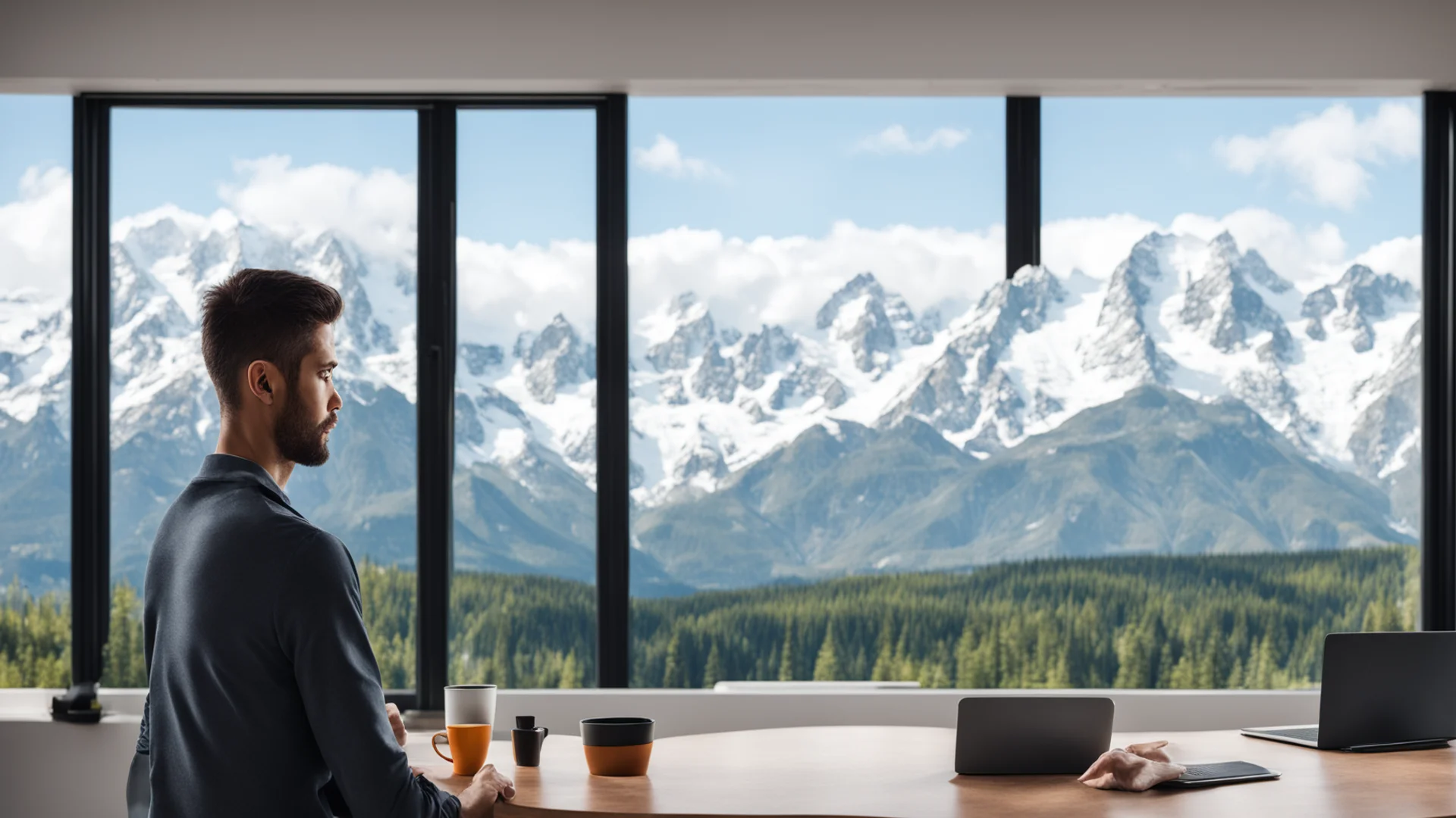  working man on laptop with mountains outside the window good looking trending fantastic 1 wide