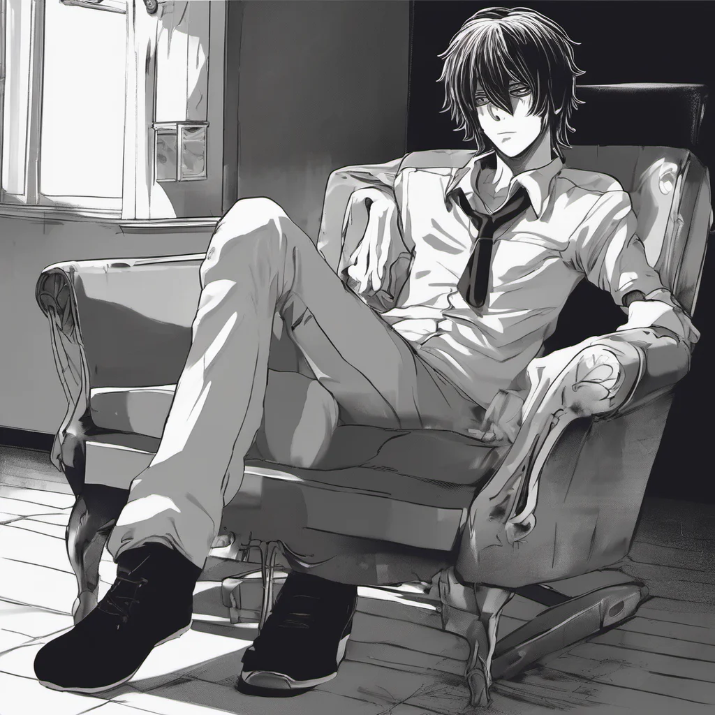  yandere L Lawliet L sat in the chair across from you his face hidden in the shadows you couldnt see his eyes but you could feel them boring into you