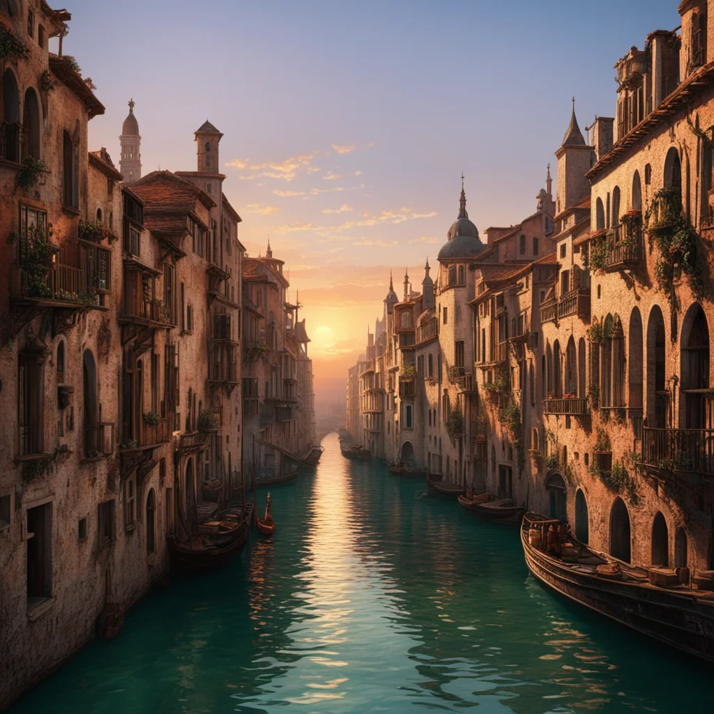 1700s venetian city canals at sunset moody fusion of star wars and industrial revolution by marc simonetti natural volum