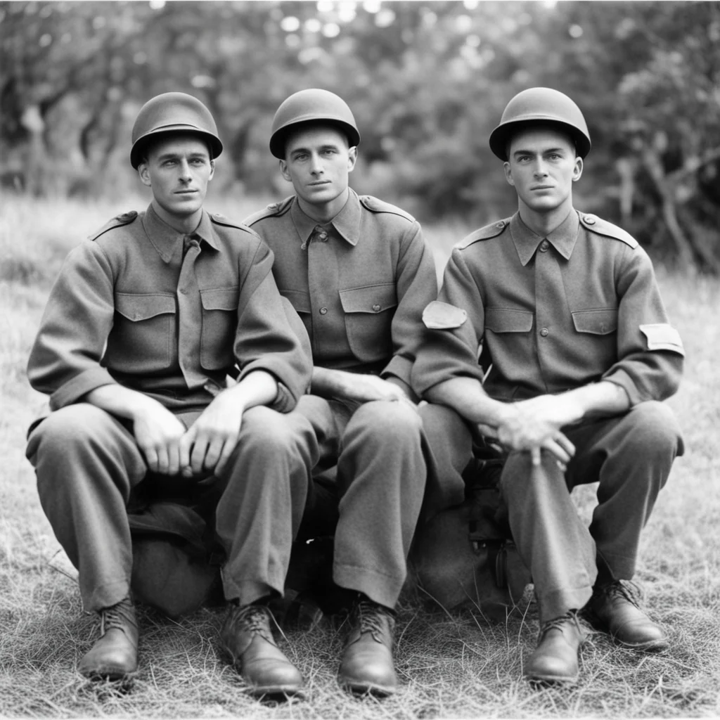 35mm photograph group of 3 soldiers relaxing candid picture ww2