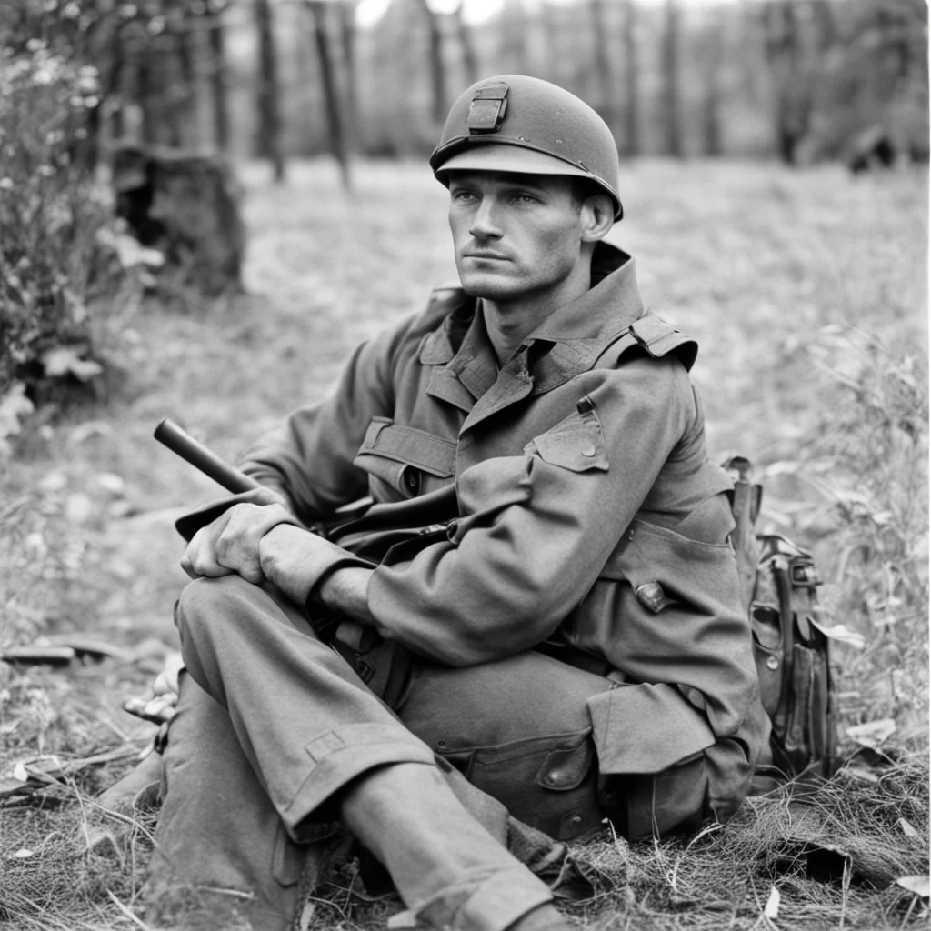 35mm photograph ww2 american soldier with rifle at rest wearing radio backpack