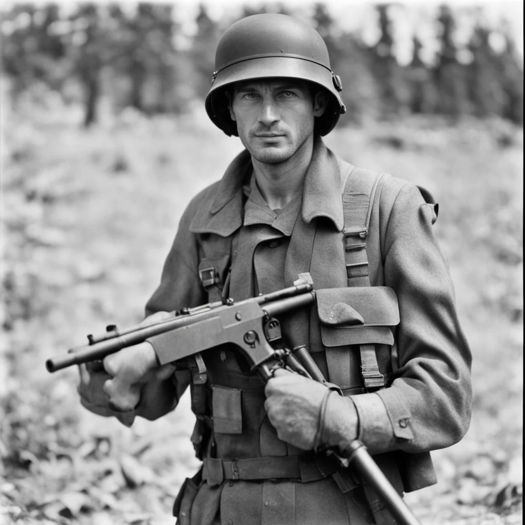 35mm photograph ww2 soldier with rifle slung over shoulder wearing SCR 300