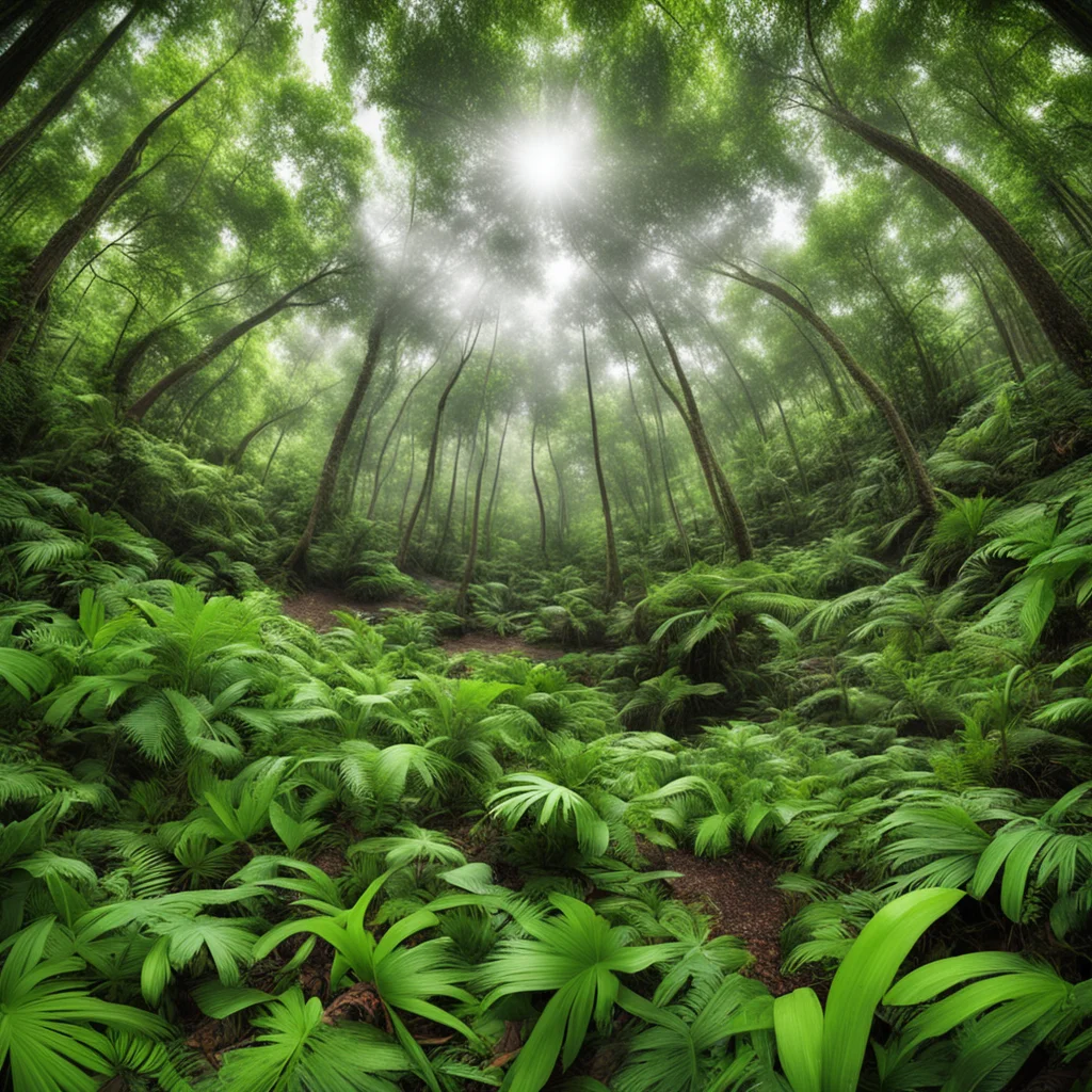 360 image of a tropical forest during summer