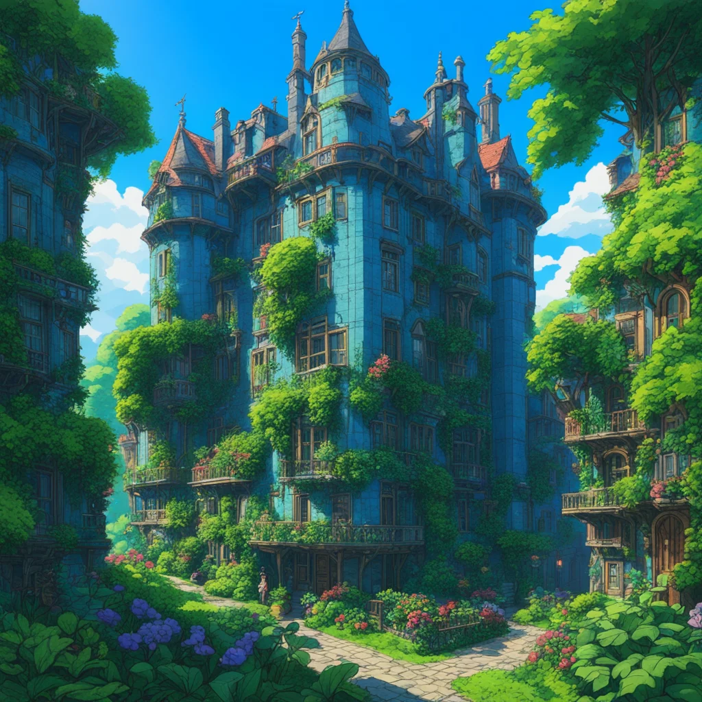 A Huge Blue Tiled Apartment Building of Howls Moving Castle Ghibli by Vincent Di Fate Nausicaa Ghibli Breath of The Wild