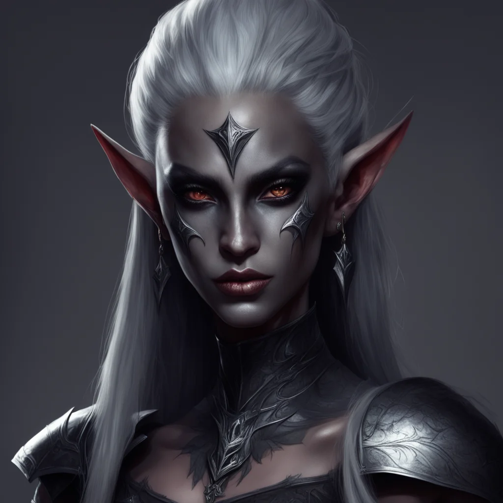 A beautiful portrait of a female dark elf dark features haughty expression art by Viktoria Gavrilenko
