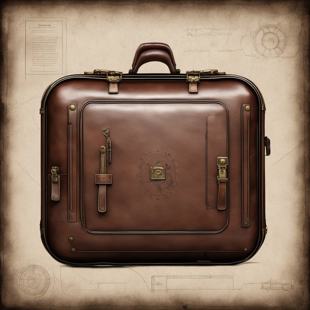 A blueprint of Steampunk style Leather Suitcasehandbag Mens Travel Bag featuring bags luggage accessories fillers and ob