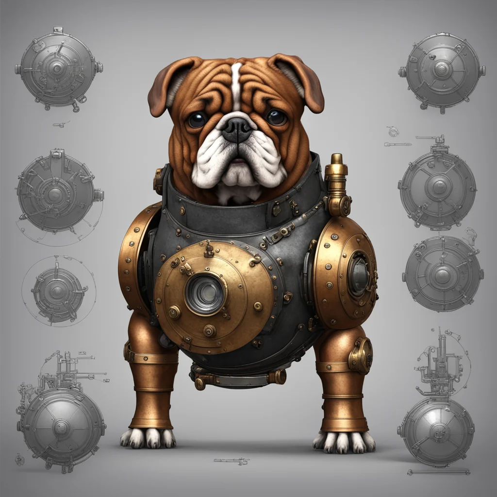 A blueprint of one Steampunk style bulldog  weapon design trending on Pinterestcom  High quality specular reflection Cop