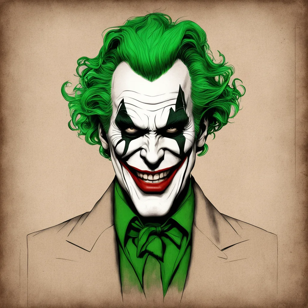 A blueprint of steampunk style Joker of Joaquin PhoenixCharacter design Green hairThe background is kraft papertrending 