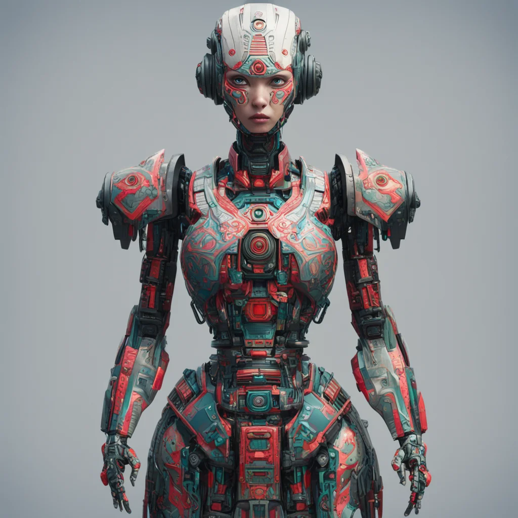 A concept design of a robot droid Chinese tribal pattern dress octane render high detailed hyper realistic cinematic epi