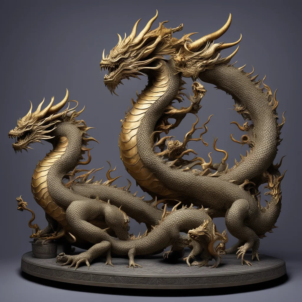 A concept picture of fantasy animal sculpture which is composed of Chinese Sculpture Dragon various animals and bronze w