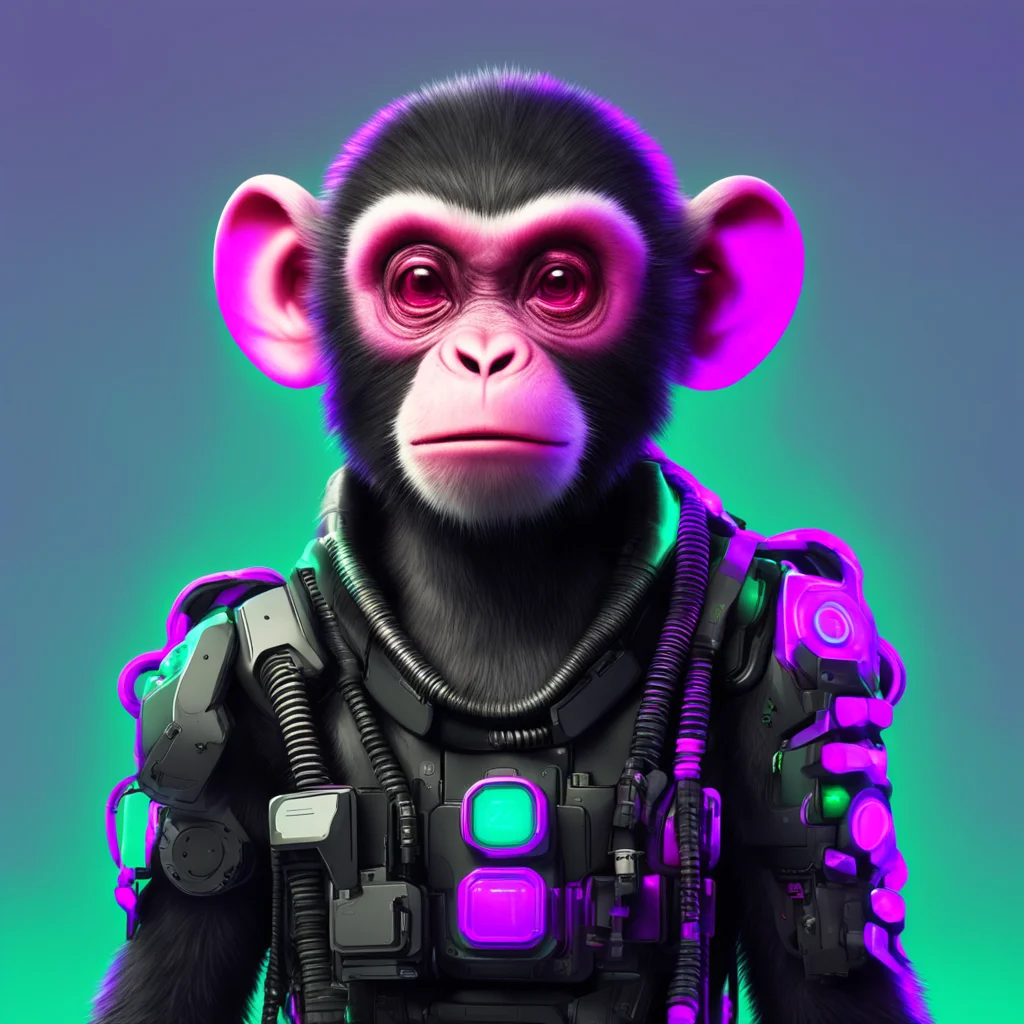 A cyberpunk monkey NFT Clean background