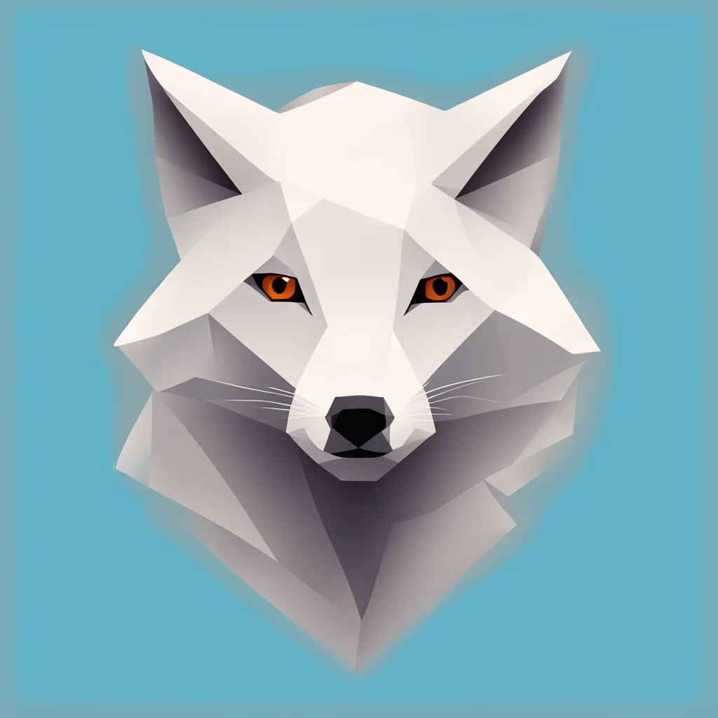 A geometric cubism icon of an arctic fox using excessive use of geometric shapes and forms