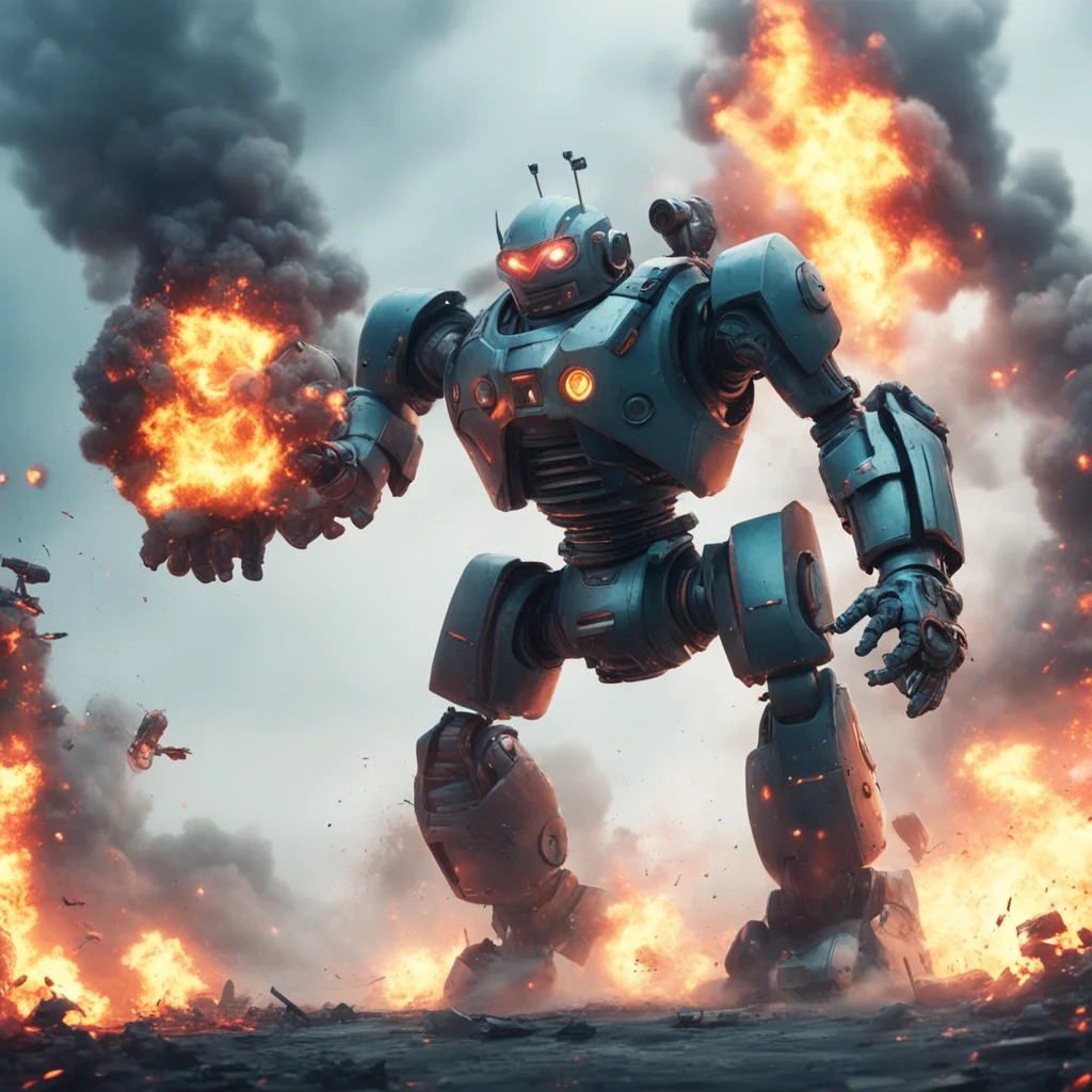 A giant robot diver with pipes round head fight against a huge monster battle explosion blur lens cinematic style grainy octane render concept art hyper