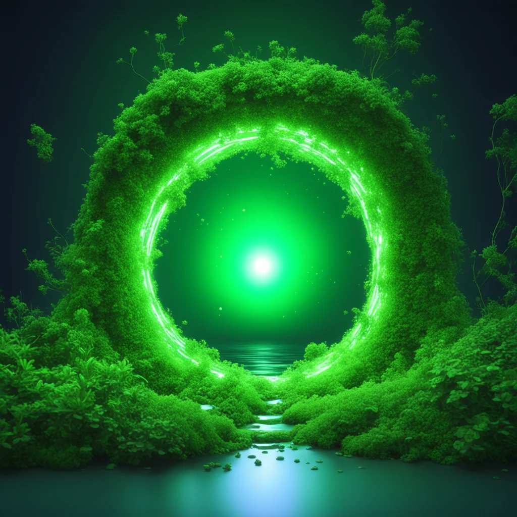 A green portal into another dimension bloom 8K 3D Volumetric lighting