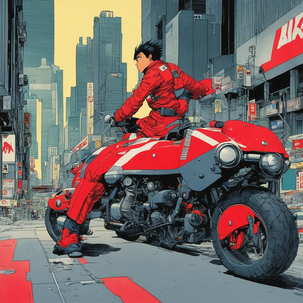 A highly detailed scene from the japanese comic book Akira from 1988