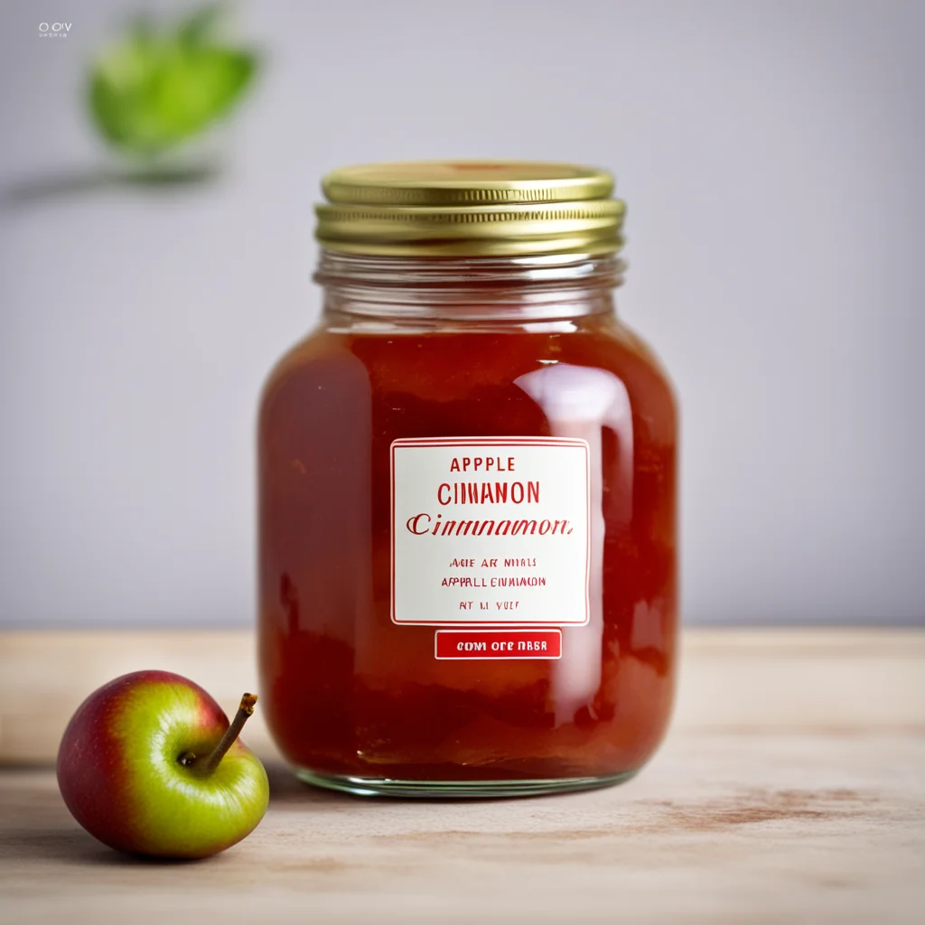 A jar of apple cinnamon jelly with label